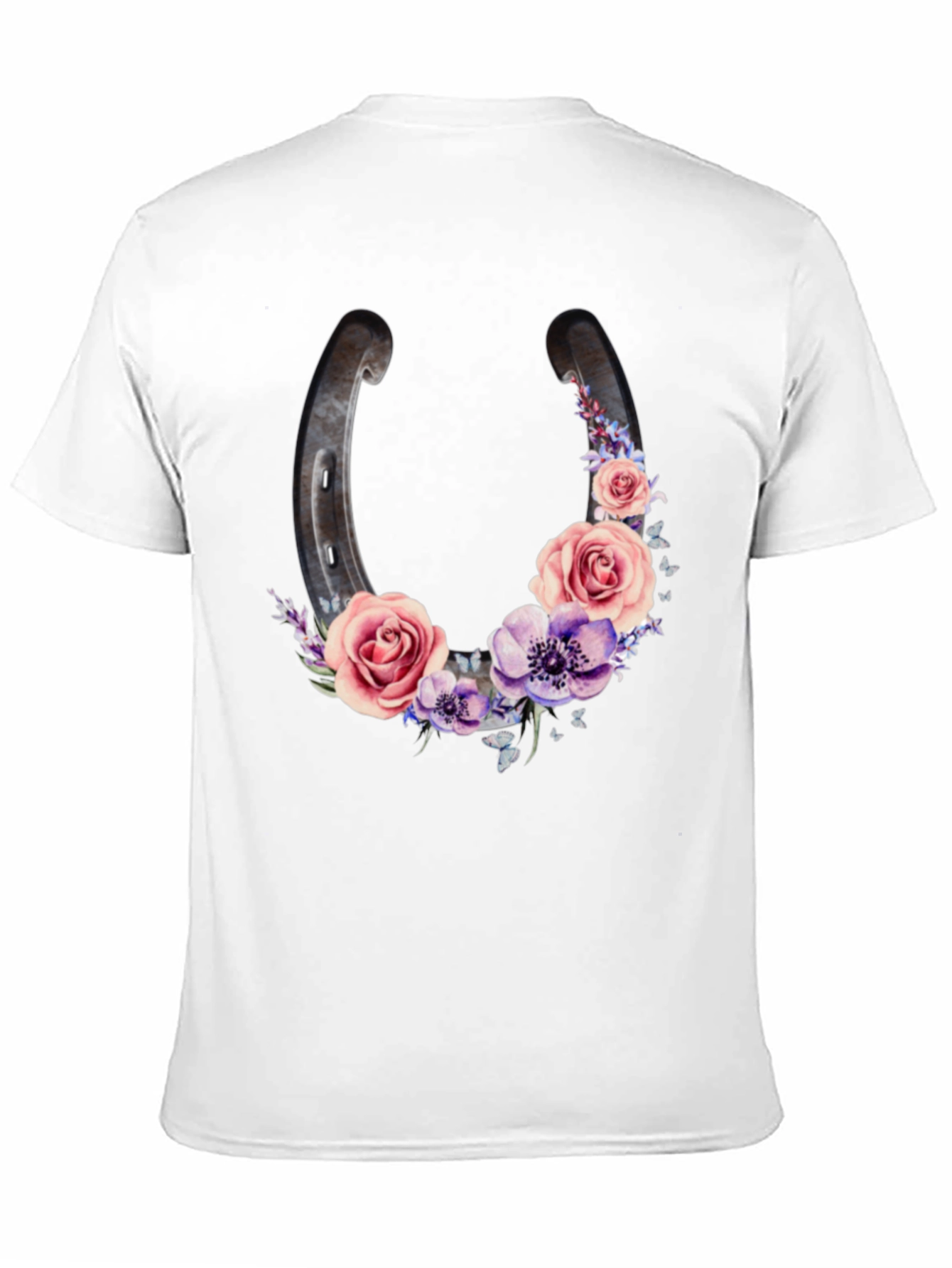Floral Horseshoe Graphic Black T-Shirt