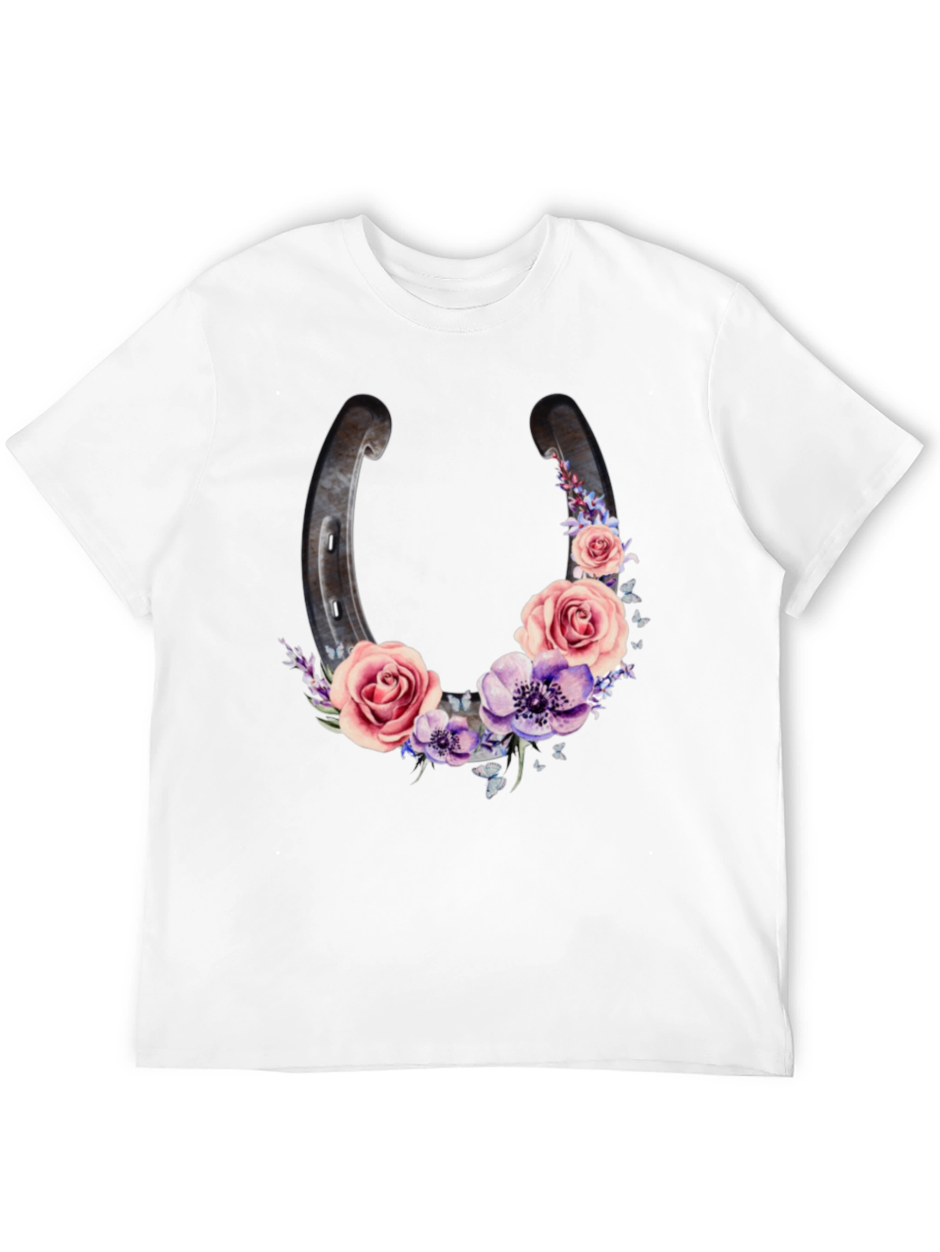 Floral Horseshoe Graphic Black T-Shirt