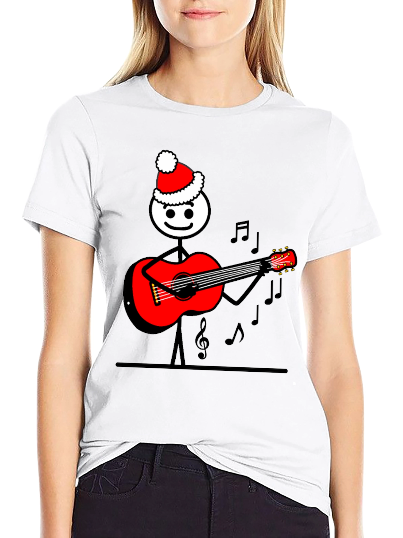 Christmas Guitar Stick Figure T-Shirt