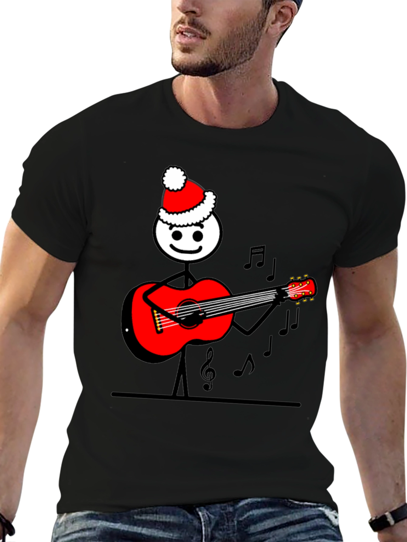Christmas Guitar Stick Figure T-Shirt