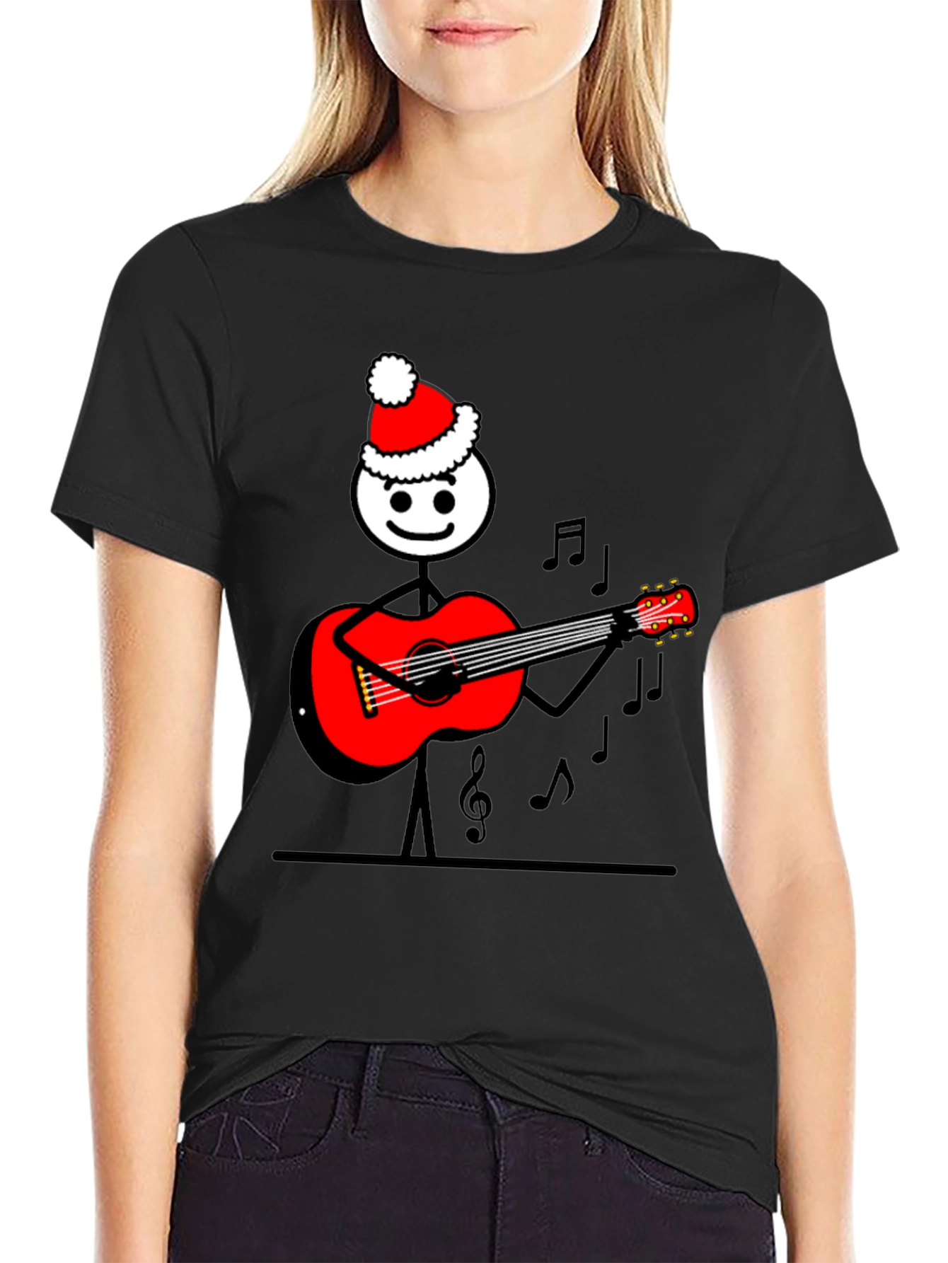 Christmas Guitar Stick Figure T-Shirt