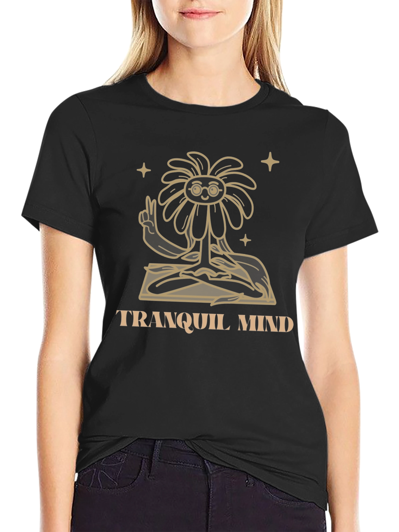 Tranquil Mind Graphic T-Shirt - Yoga Flower Meditation Tee