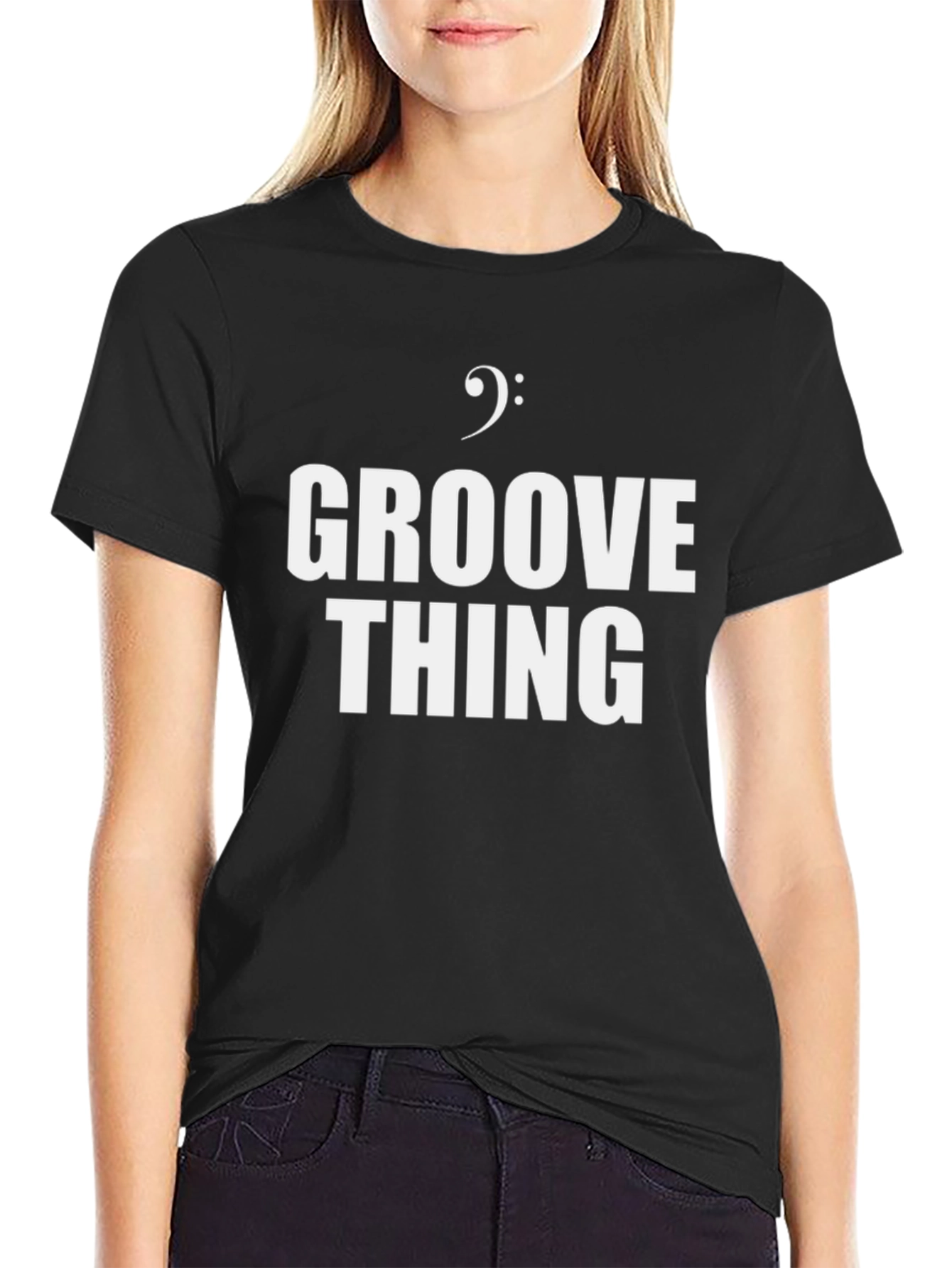 Groove Thing Black T-Shirt - Bass Clef Music Tee
