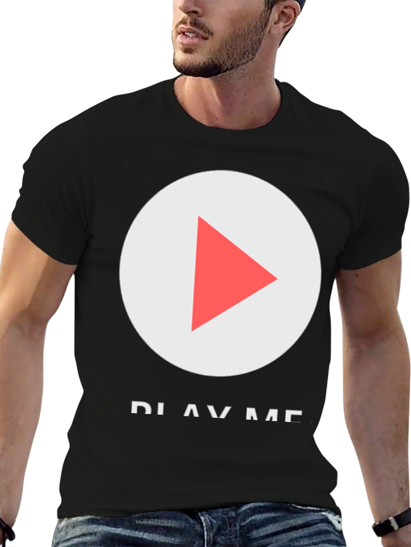 Play Me Graphic Tee - Black Cotton T-Shirt