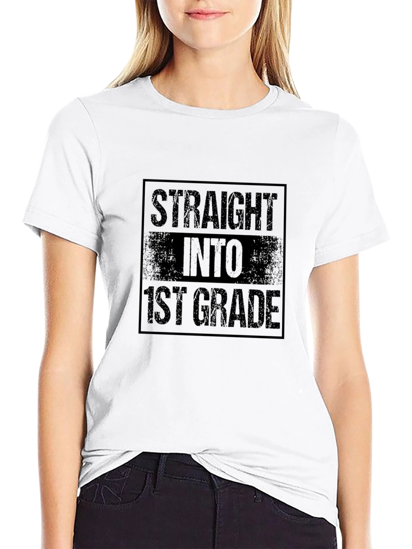 Straight Into 1st Grade Black T-Shirt
