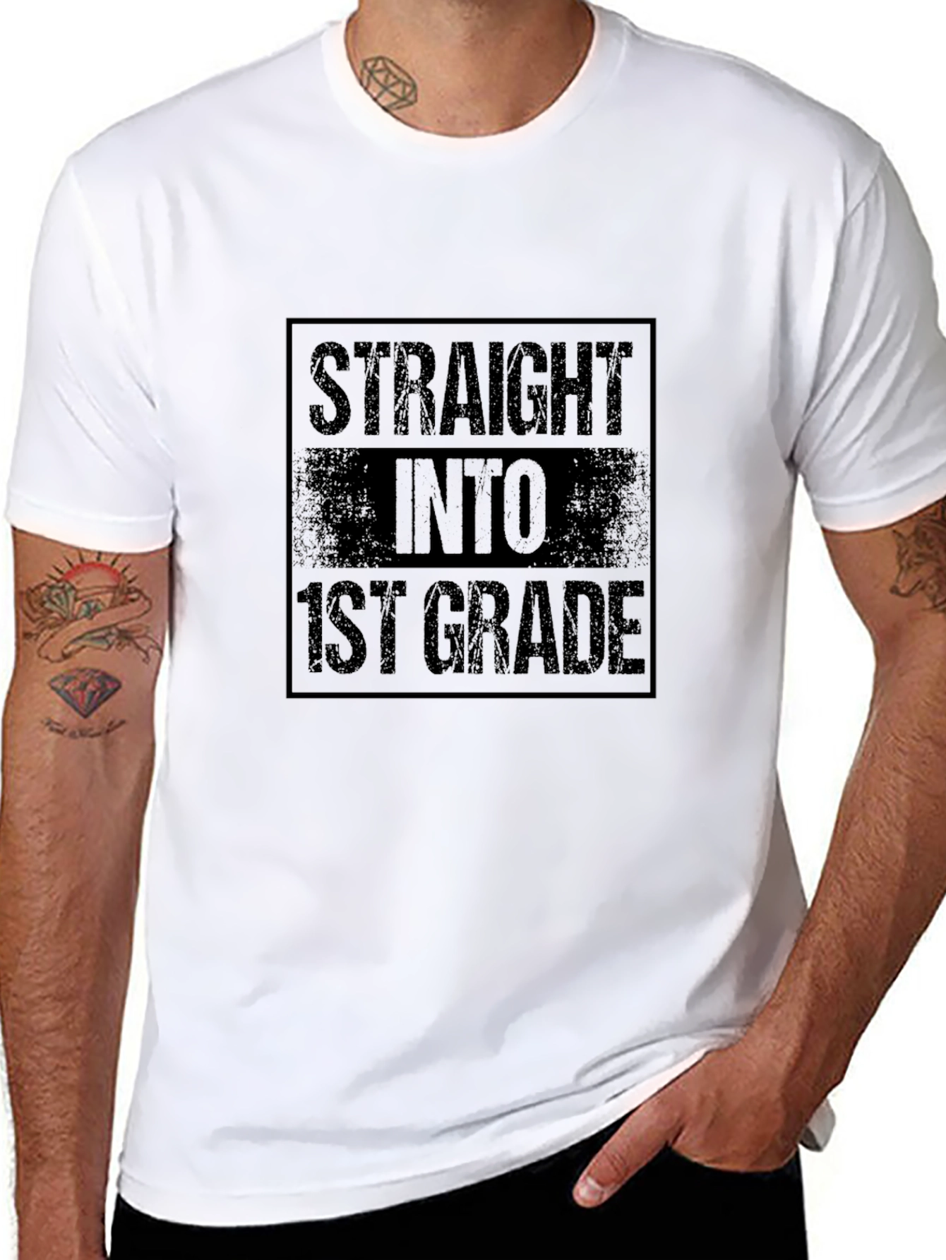 Straight Into 1st Grade Black T-Shirt