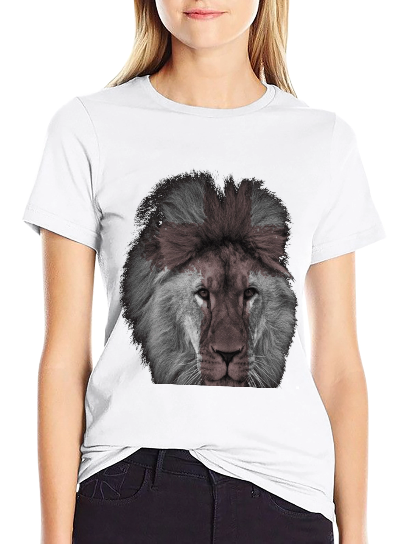 Lion Graphic Print Mens Black T-Shirt