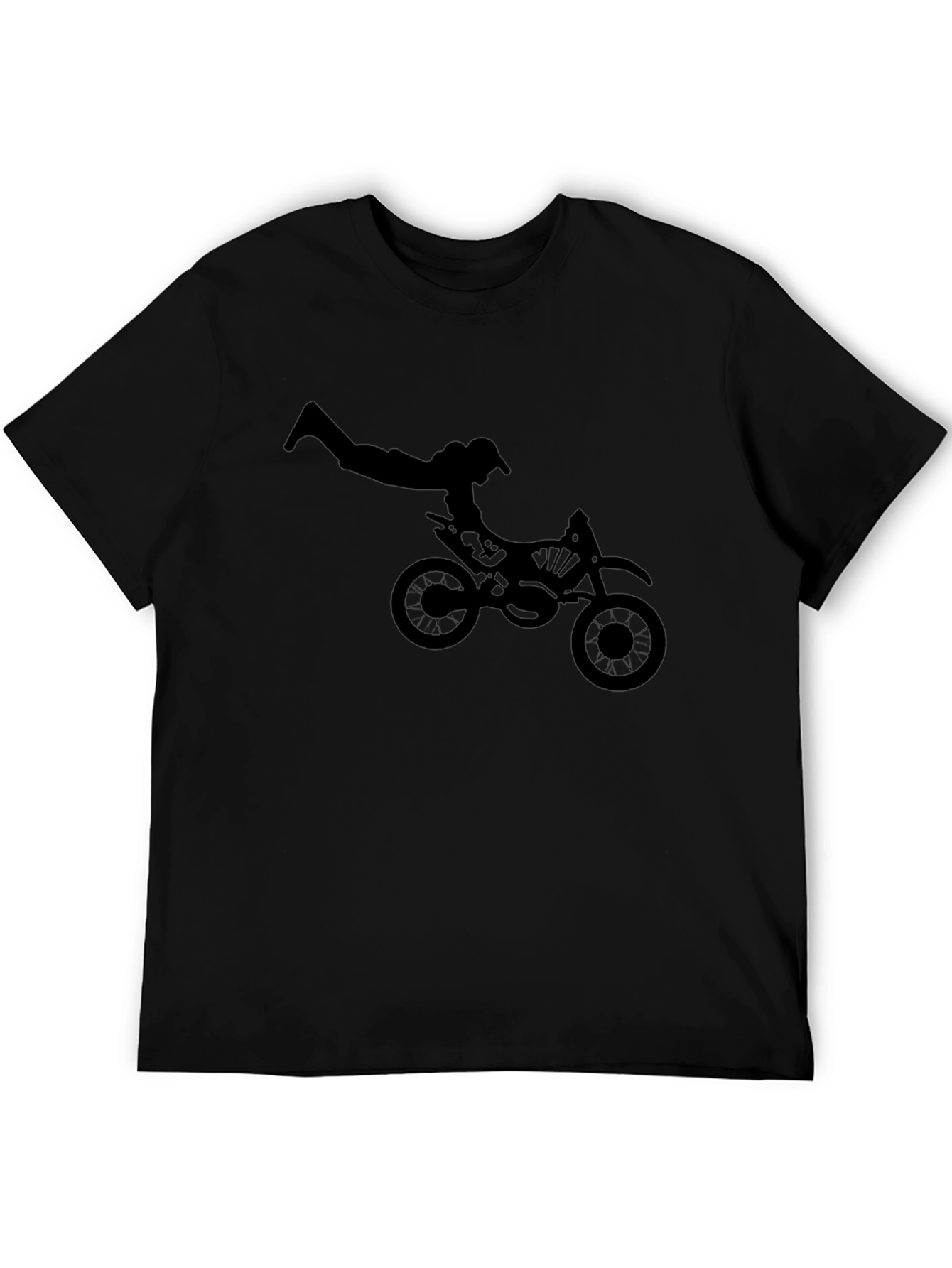 Black Graphic Tee: Motocross Stunt Design