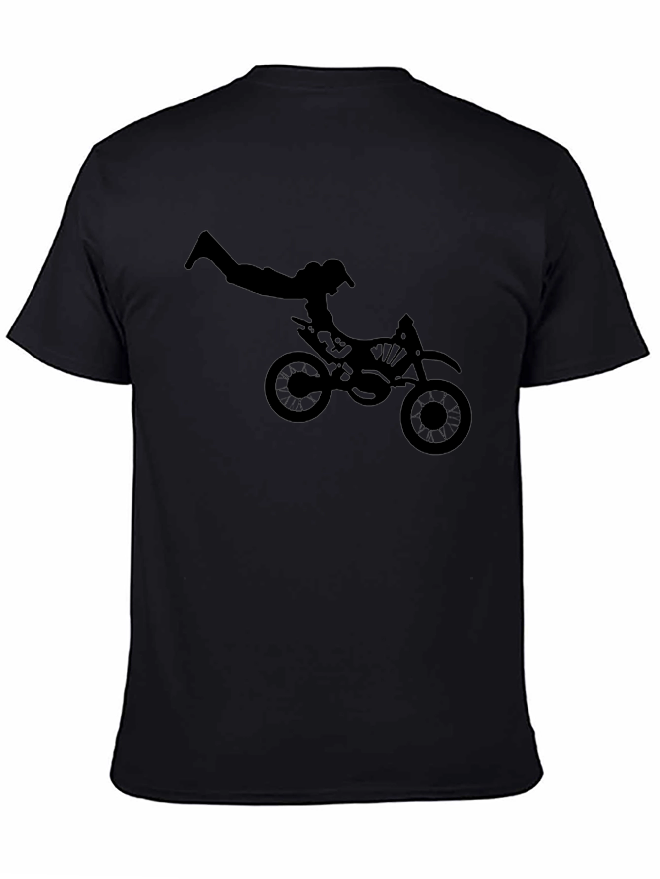 Black Graphic Tee: Motocross Stunt Design