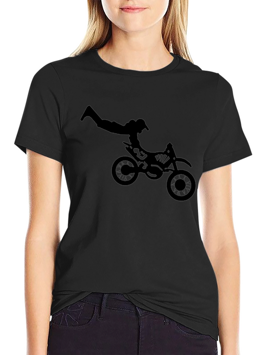 Black Graphic Tee: Motocross Stunt Design
