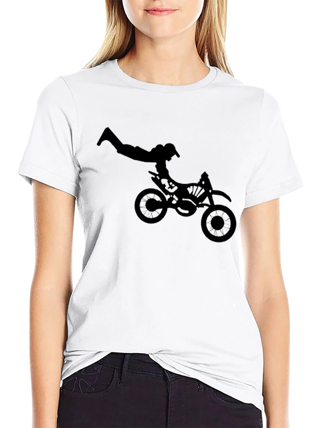 Black Graphic Tee: Motocross Stunt Design