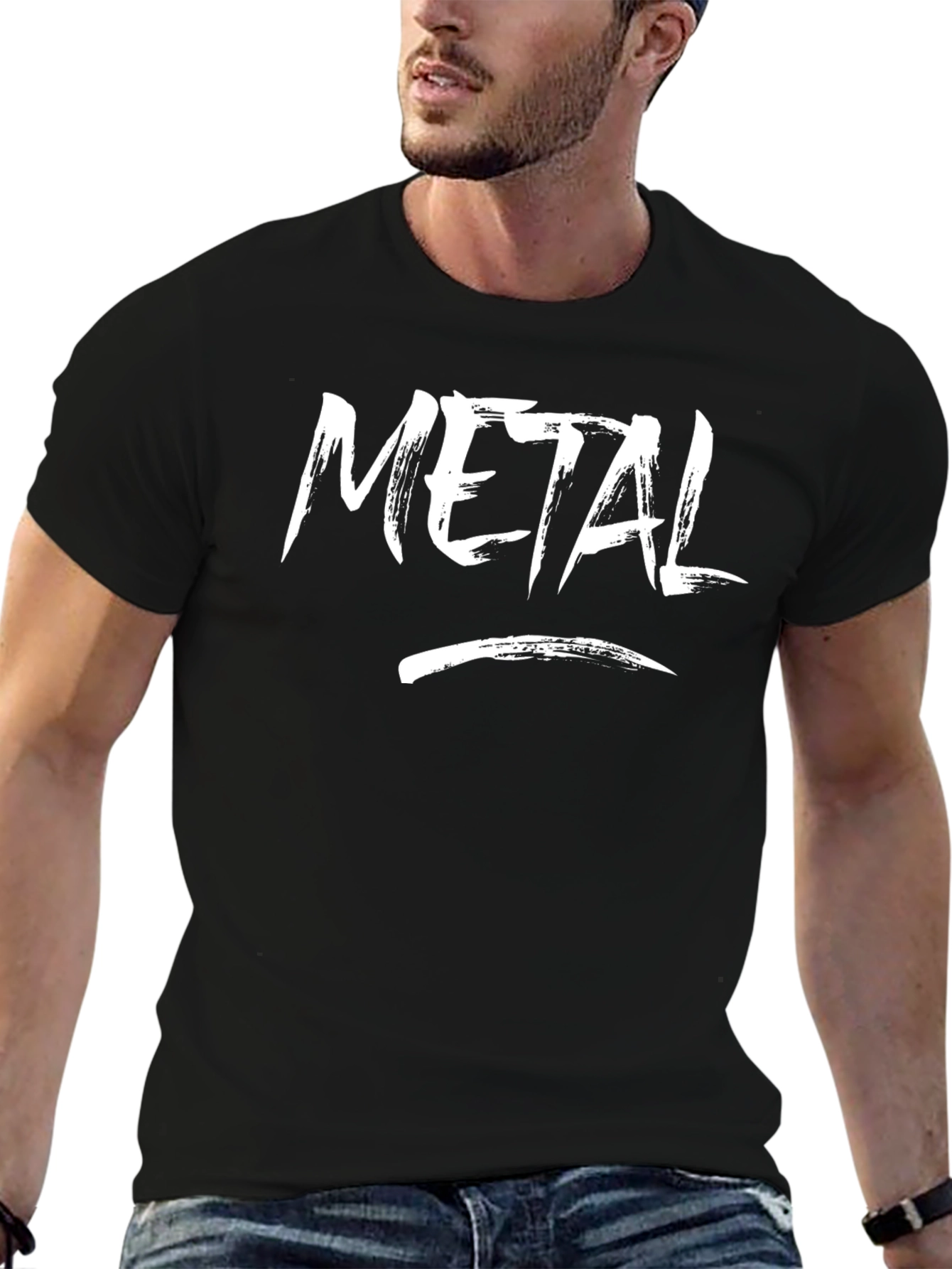 Black T-Shirt with White METAL Graphic