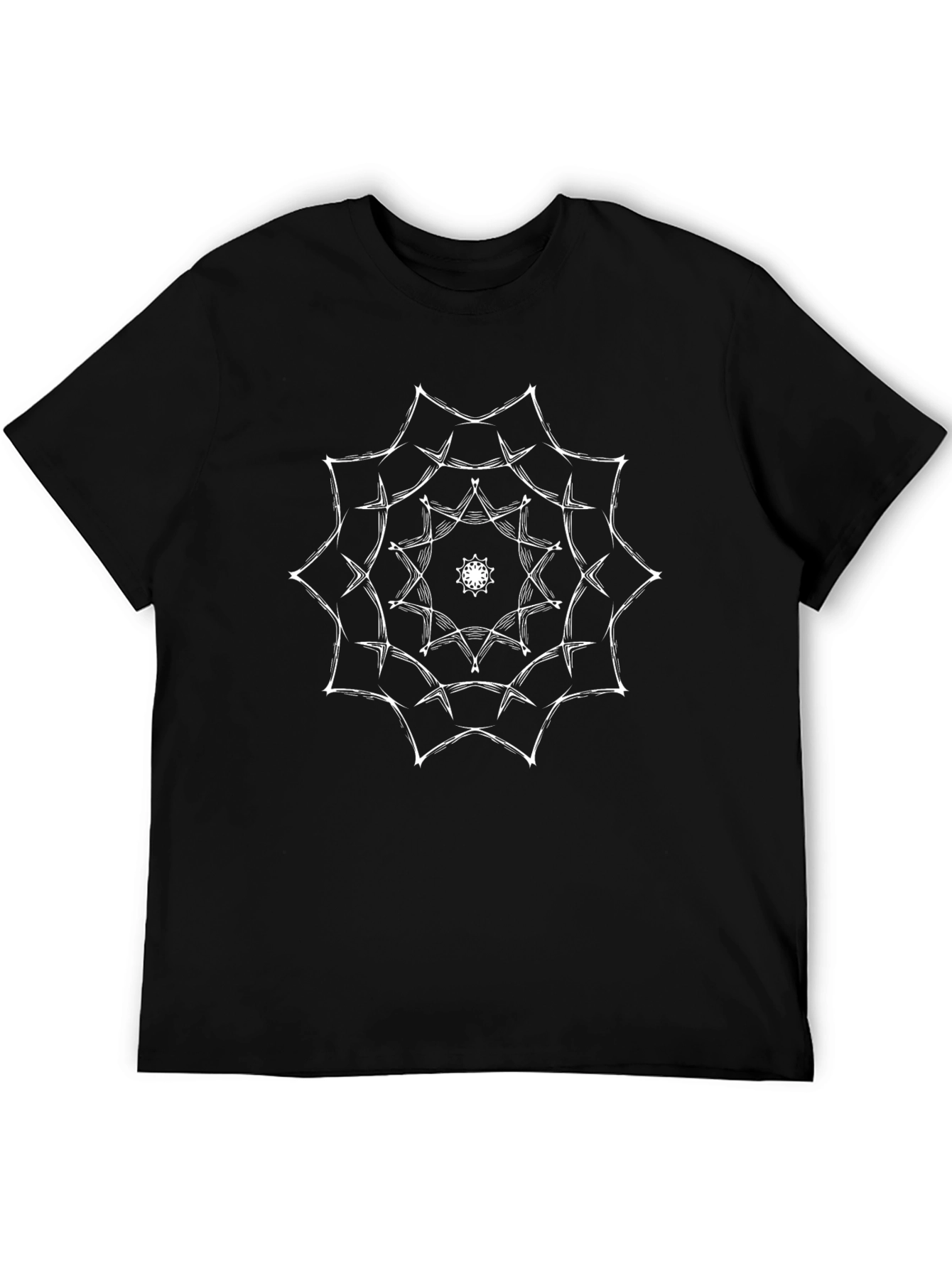 Black Tee with White Geometric Print