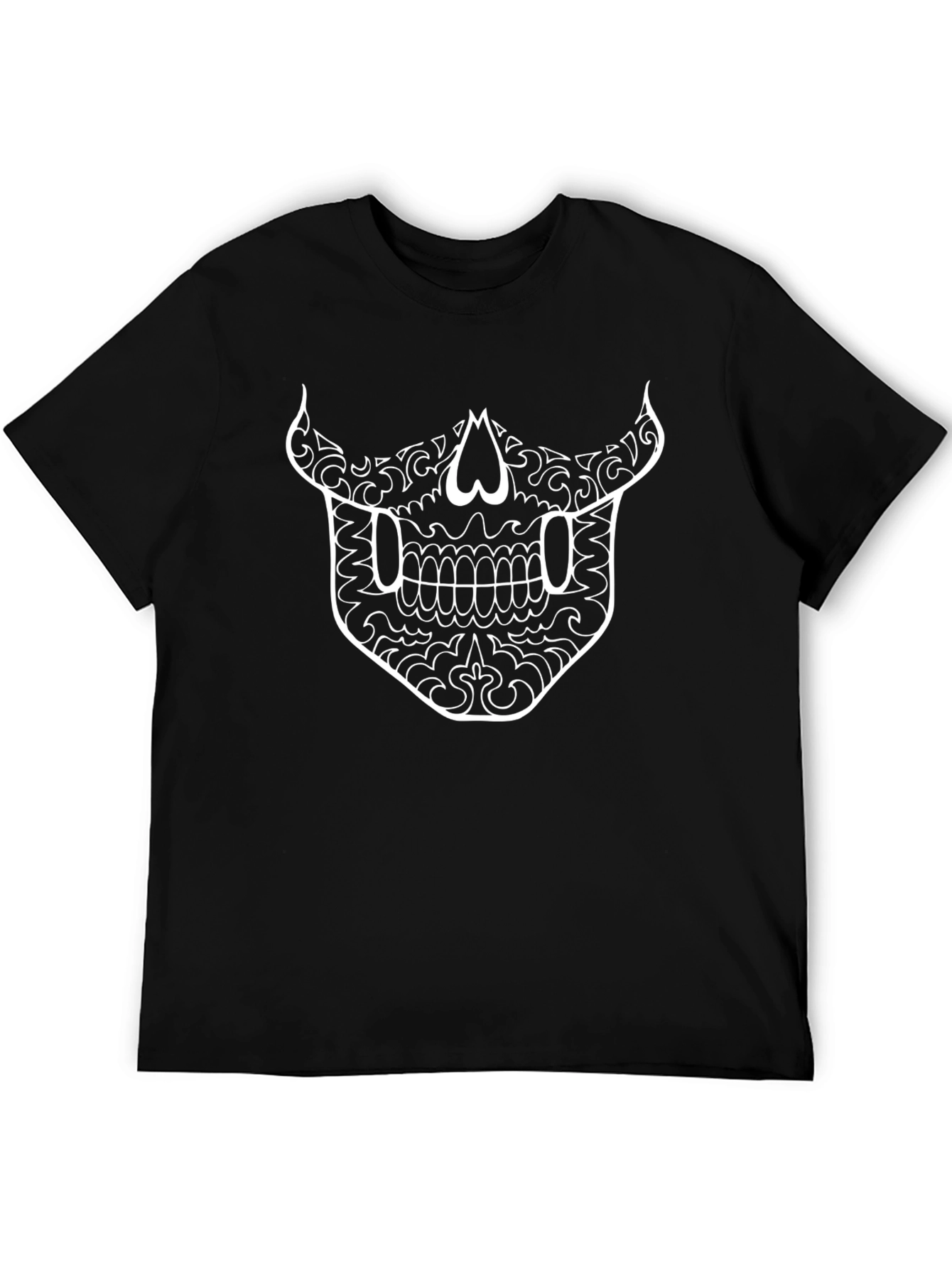 Skull Face Graphic Tee - Unique Design Black T-Shirt