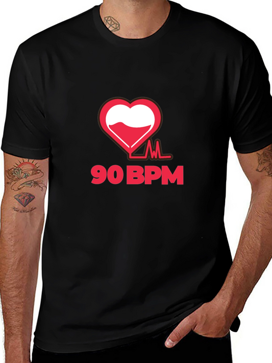 90 BPM Heartbeat Graphic T-Shirt - Black