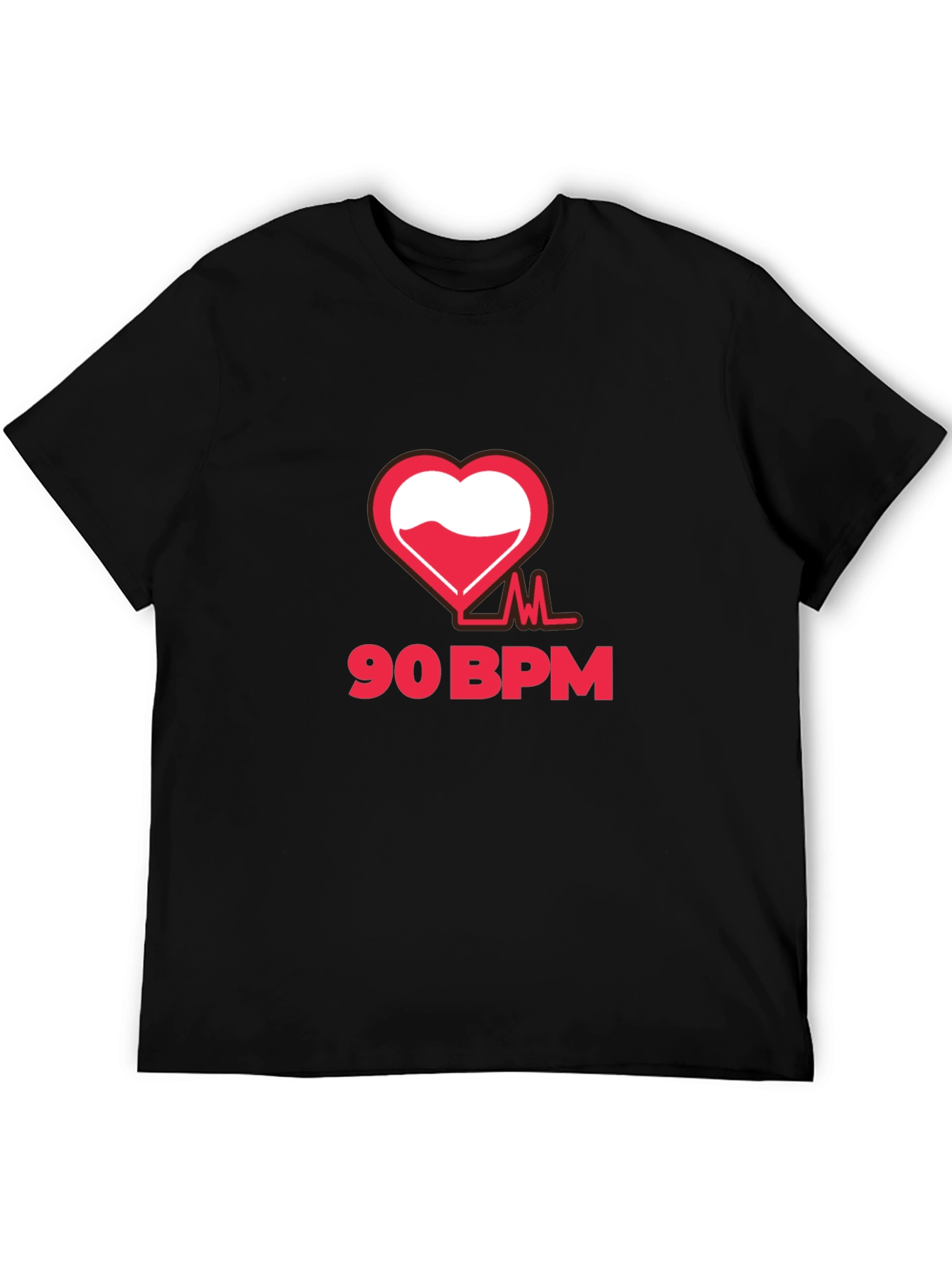 90 BPM Heartbeat Graphic T-Shirt - Black