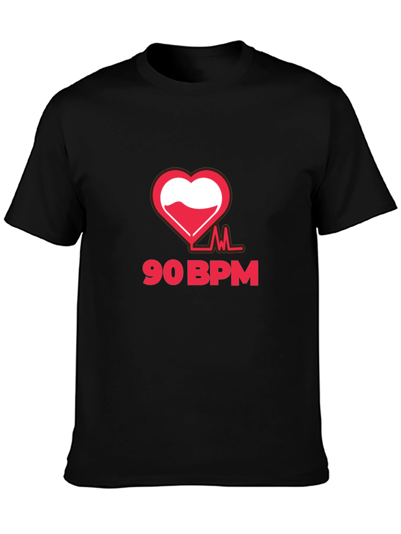 90 BPM Heartbeat Graphic T-Shirt - Black