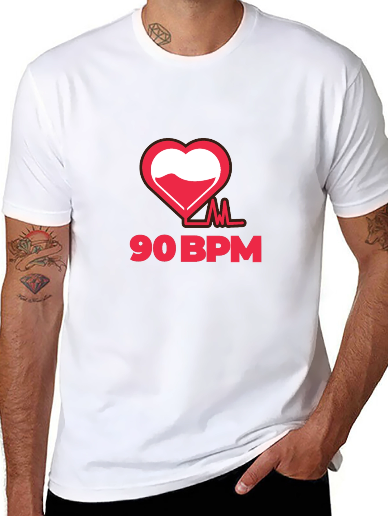 90 BPM Heartbeat Graphic T-Shirt - Black