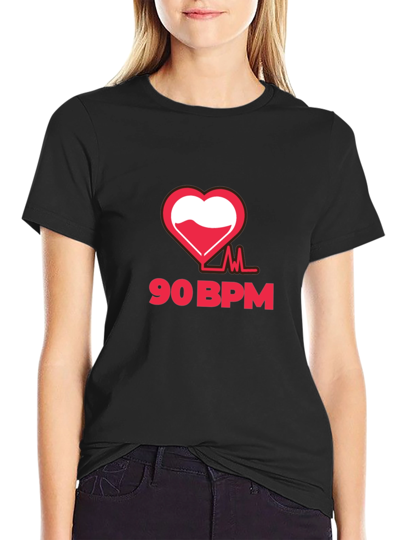 90 BPM Heartbeat Graphic T-Shirt - Black