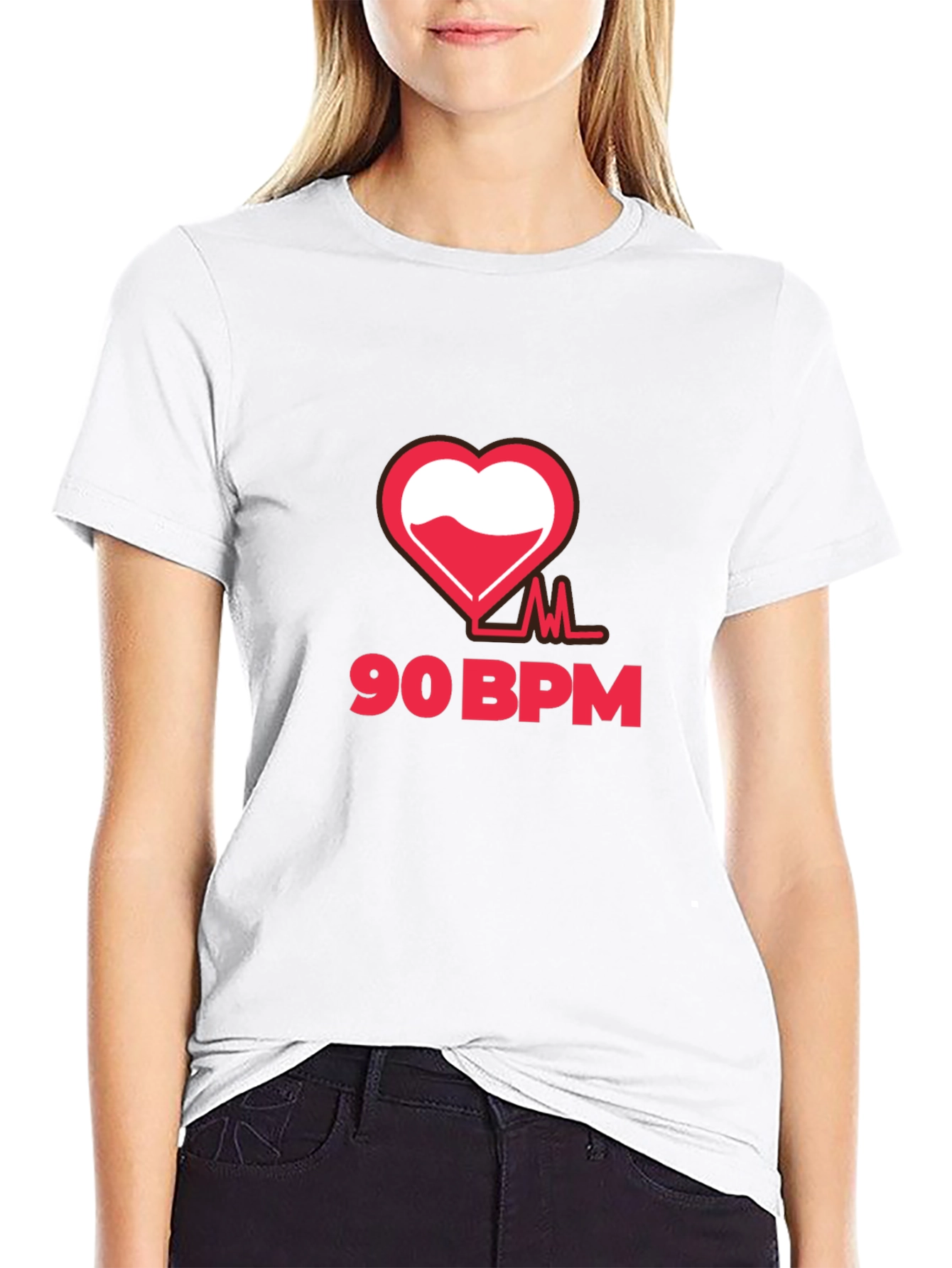 90 BPM Heartbeat Graphic T-Shirt - Black