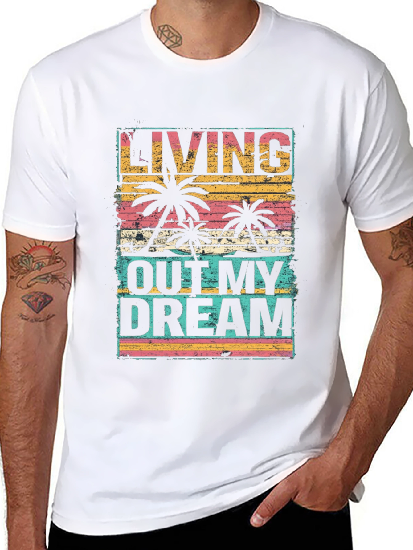 Living Out My Dream Palm Tree Graphic Tee