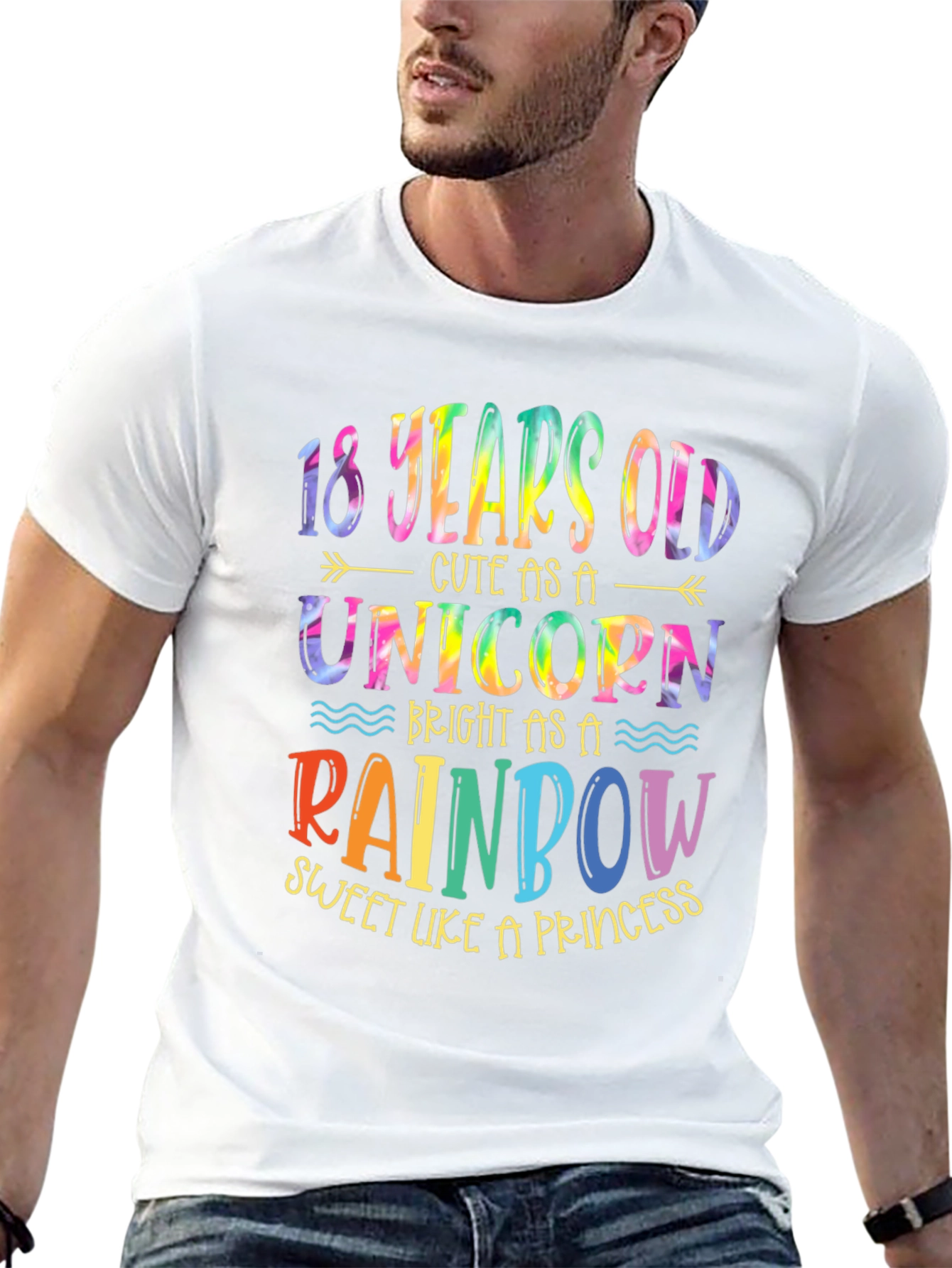 18th Birthday Unicorn Rainbow Graphic Tee