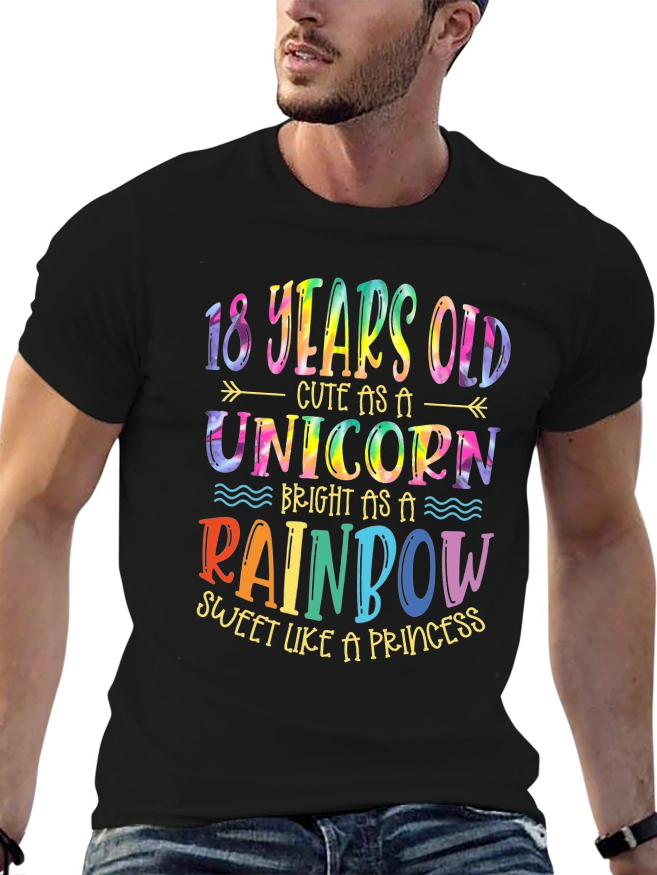 18th Birthday Unicorn Rainbow Graphic Tee