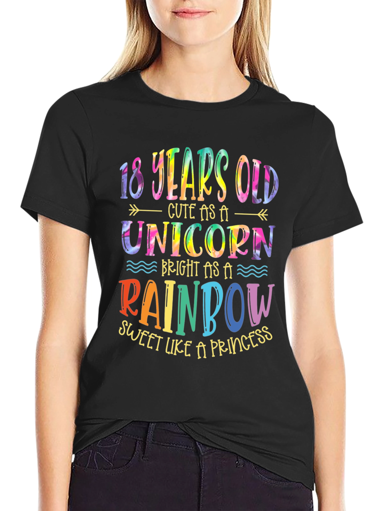 18th Birthday Unicorn Rainbow Graphic Tee