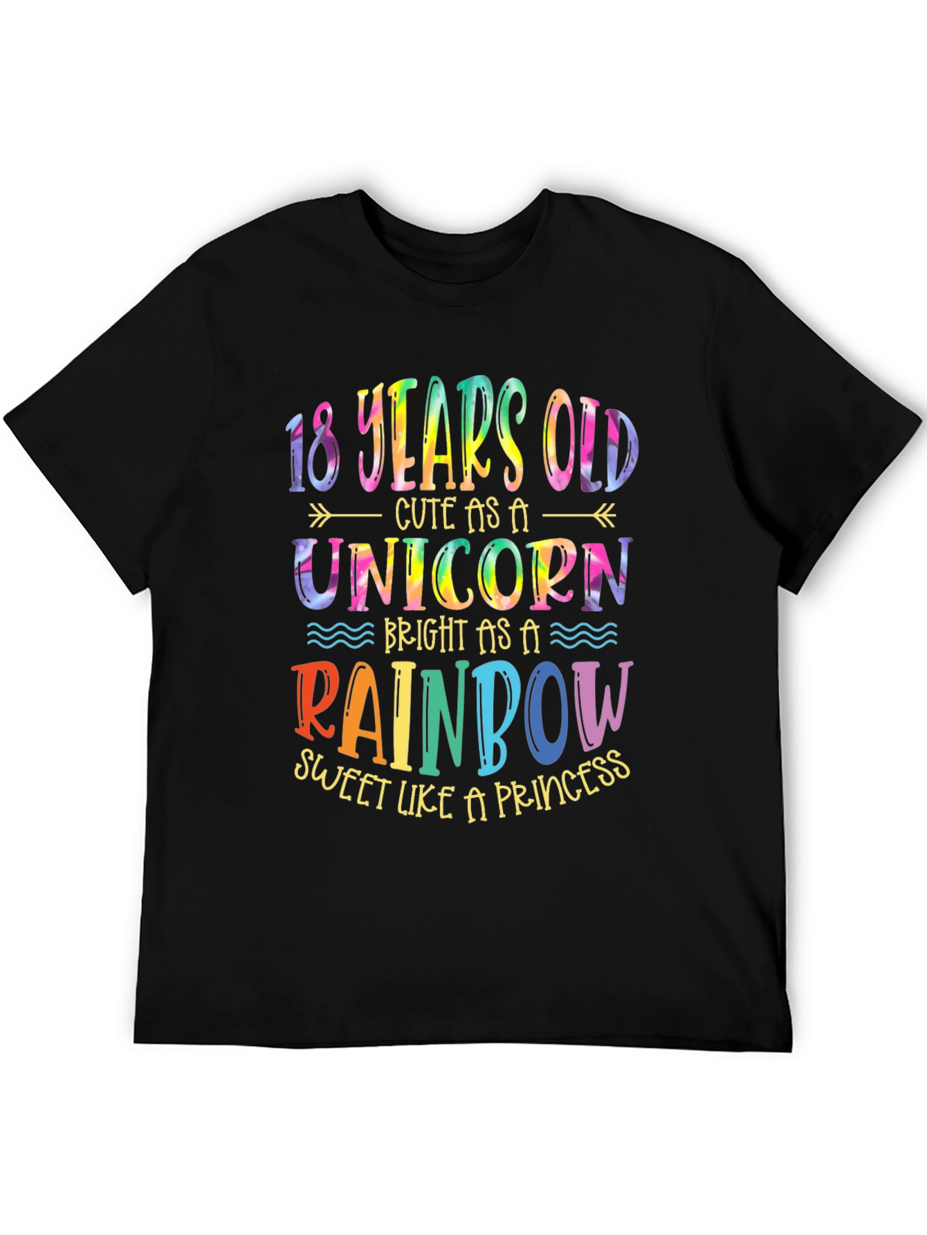18th Birthday Unicorn Rainbow Graphic Tee