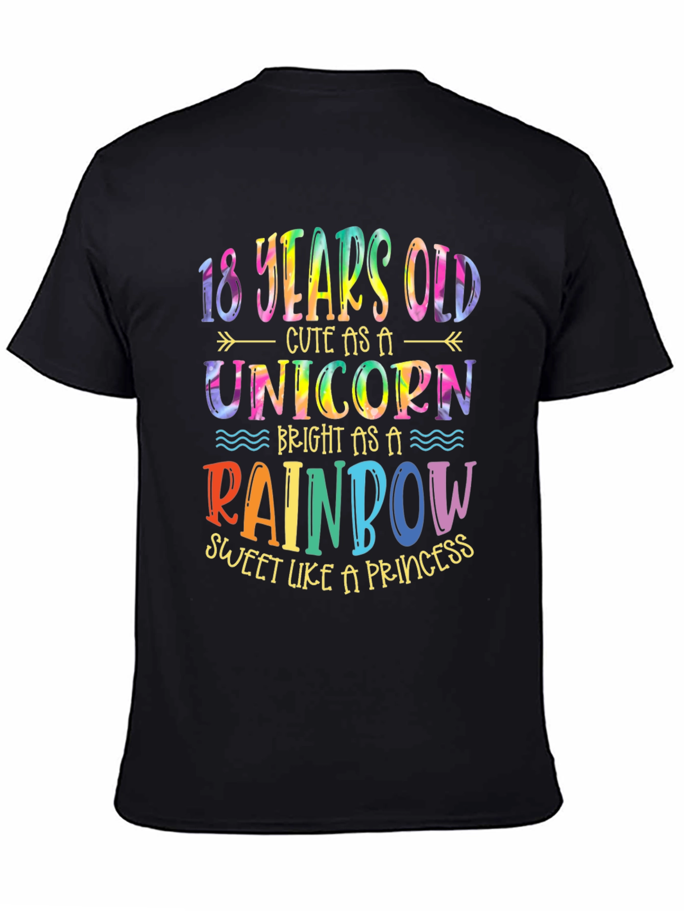 18th Birthday Unicorn Rainbow Graphic Tee