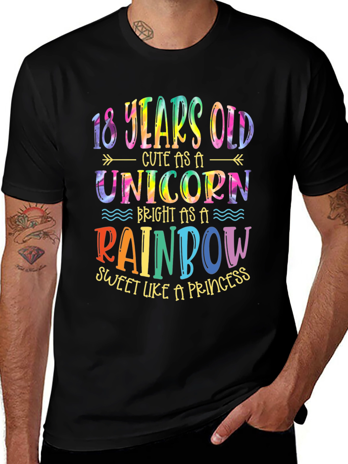 18th Birthday Unicorn Rainbow Graphic Tee