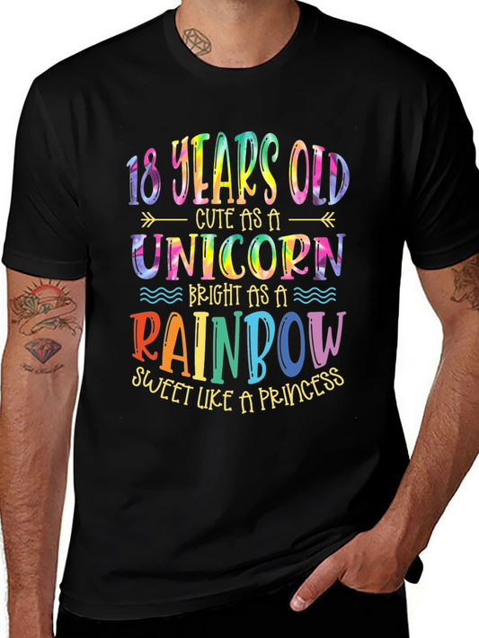 18th Birthday Unicorn Rainbow Graphic Tee