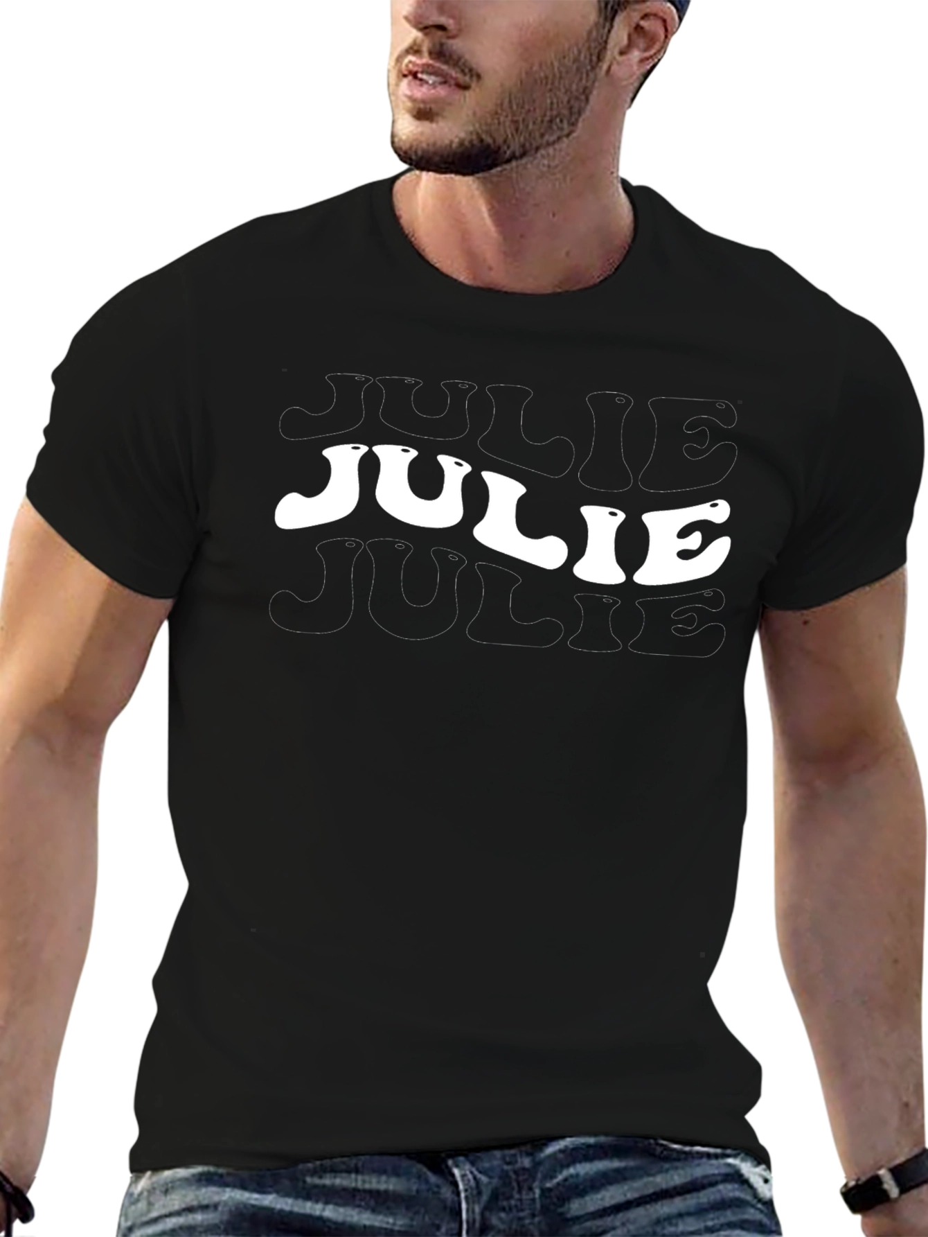 Julie Retro Graphic Tee - Black Cotton T-Shirt