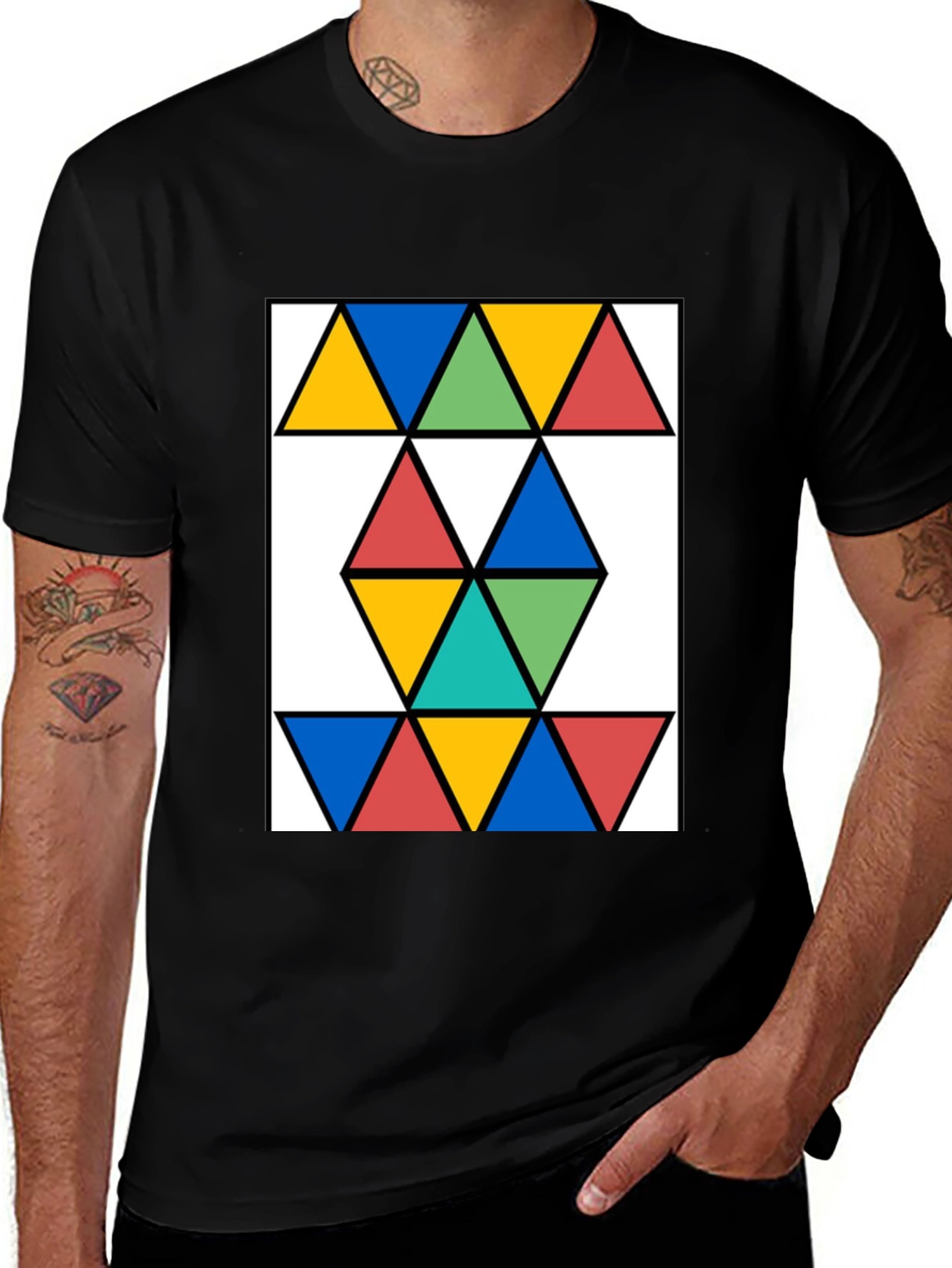 Geometric Triangle Graphic Tee - Modern Design