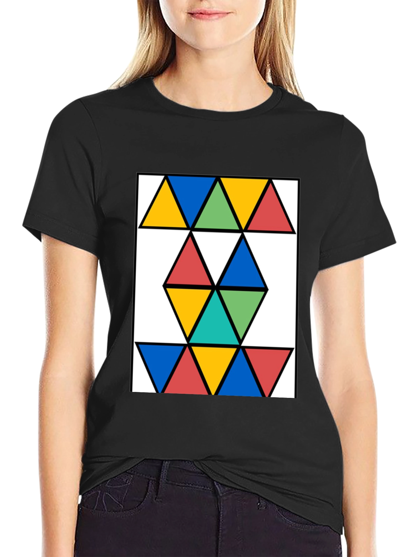 Geometric Triangle Graphic Tee - Modern Design