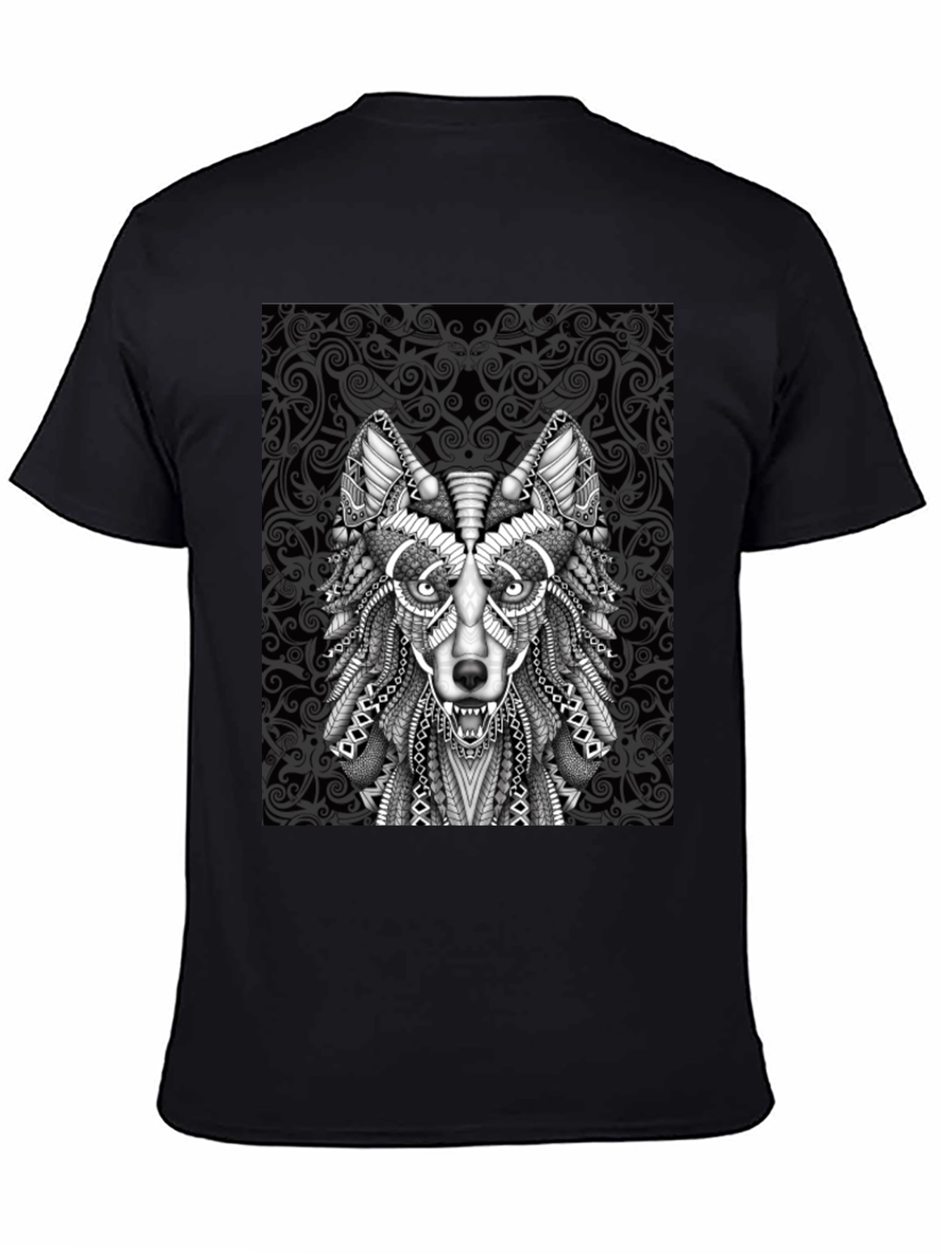 Wolf Graphic Tee - Tribal Art Style