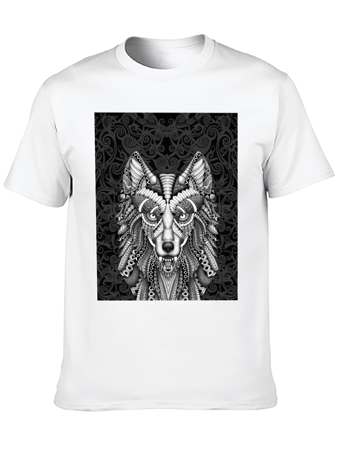 Wolf Graphic Tee - Tribal Art Style