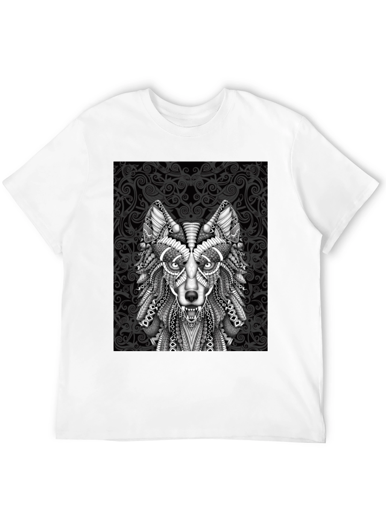 Wolf Graphic Tee - Tribal Art Style