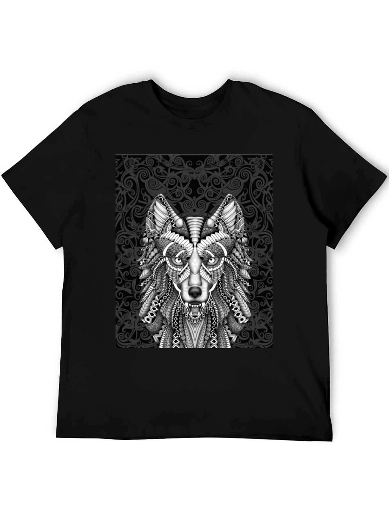 Wolf Graphic Tee - Tribal Art Style