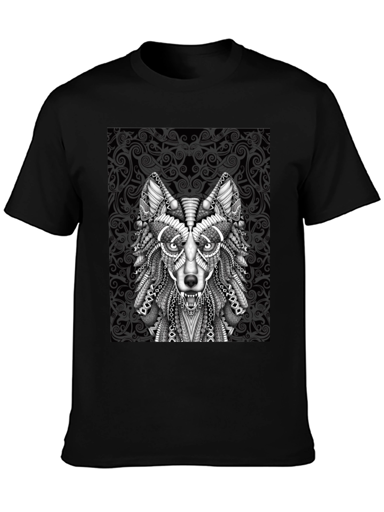 Wolf Graphic Tee - Tribal Art Style