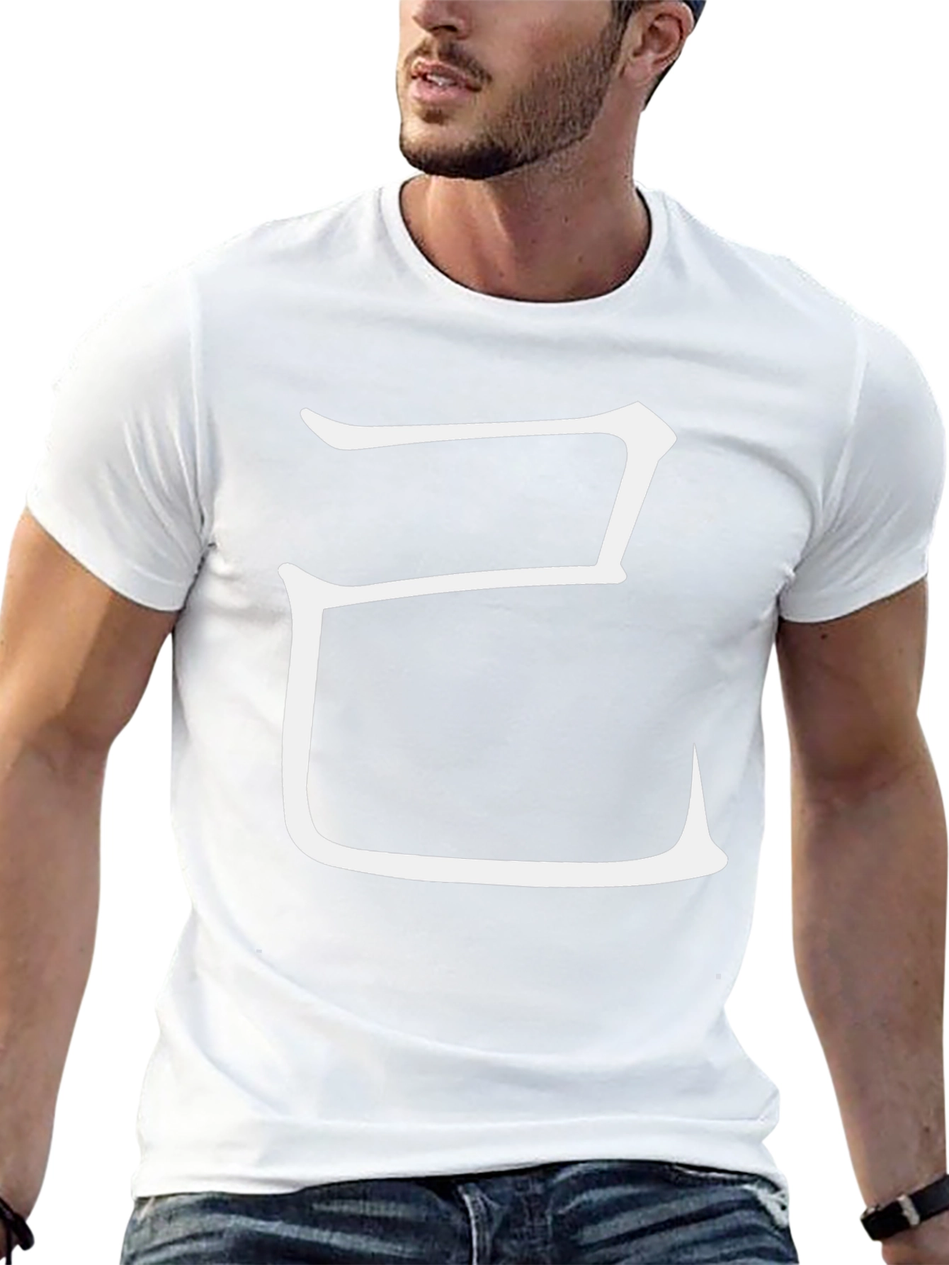 Black T-Shirt with White Chinese Character Graphic