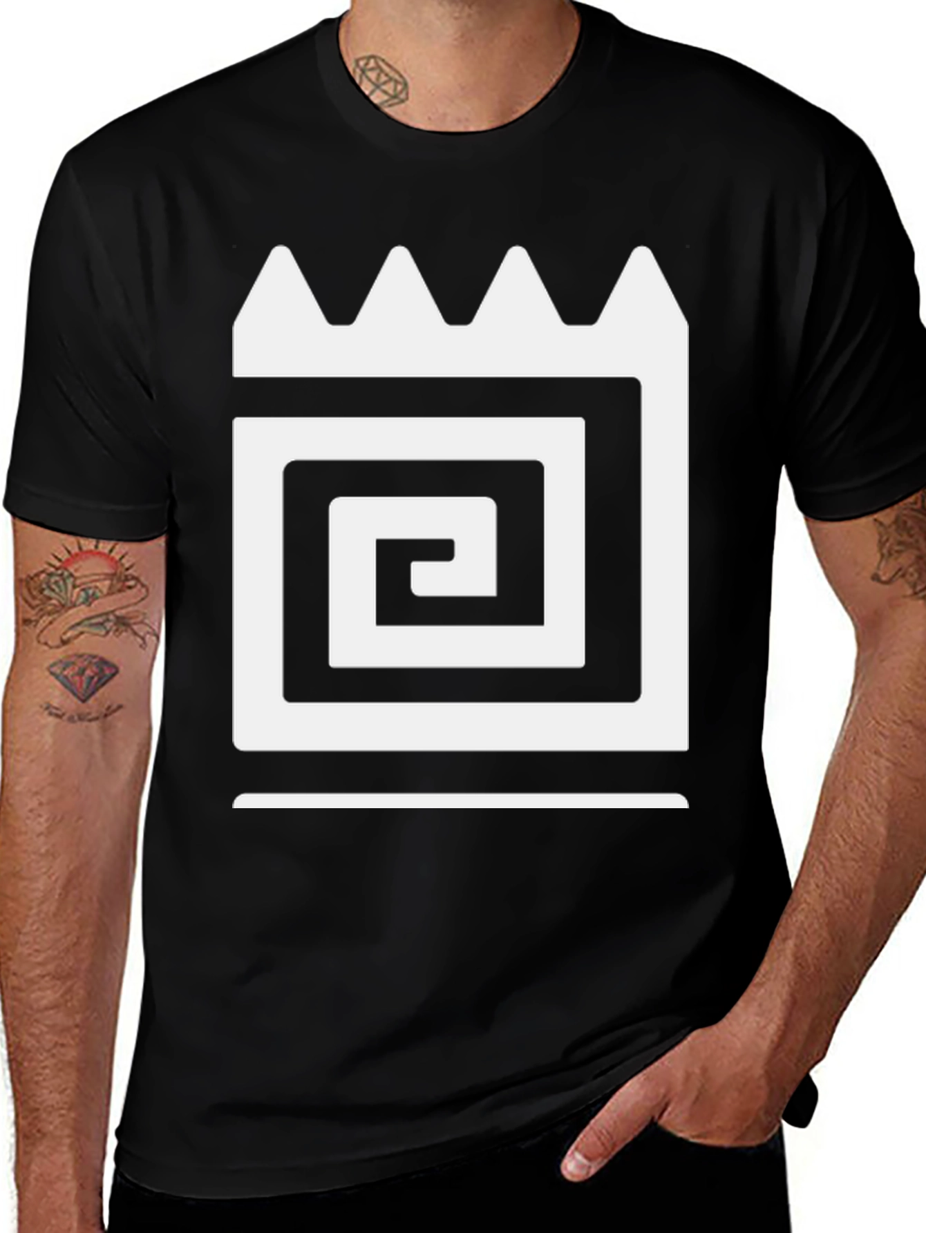 Black Graphic Tee with Adinkra Dwennimmen Symbol