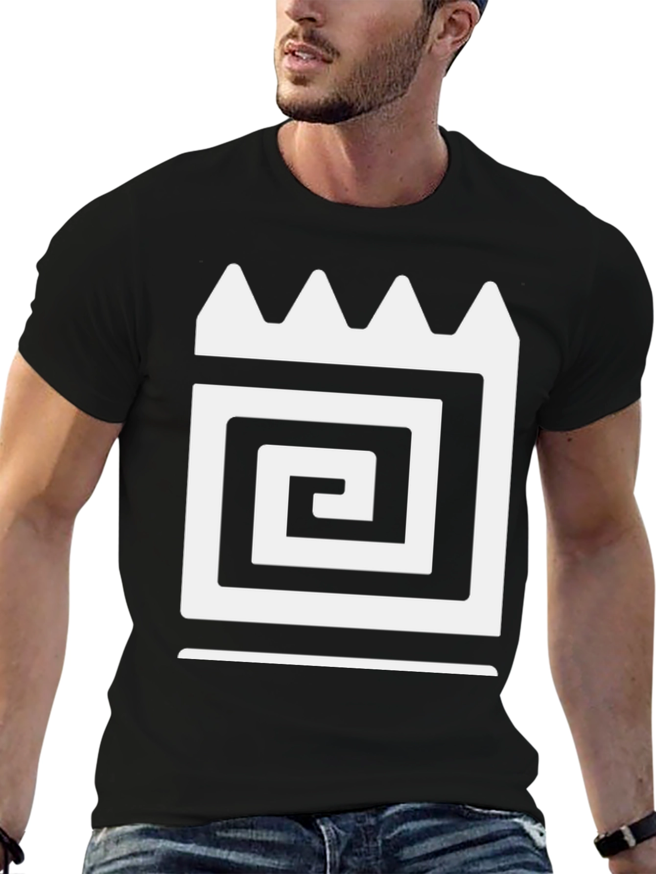 Black Graphic Tee with Adinkra Dwennimmen Symbol