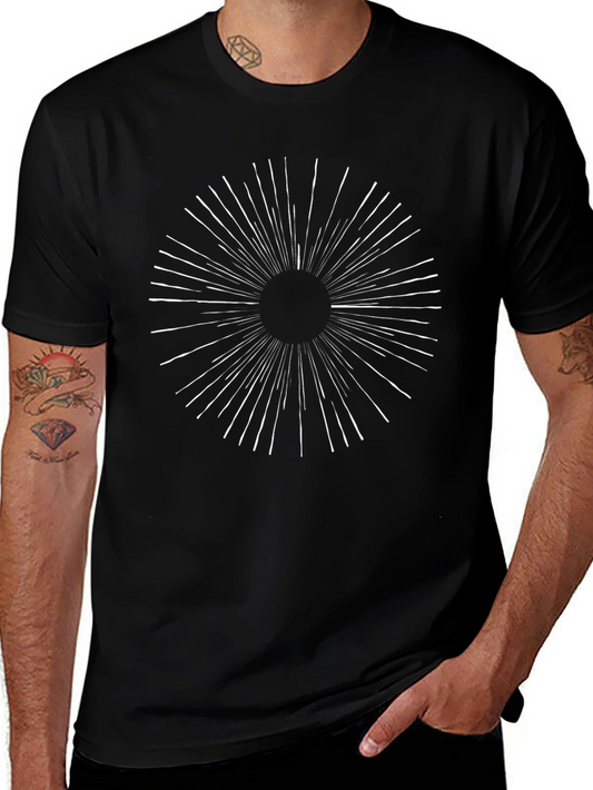 Abstract Sunburst Graphic Tee - Black