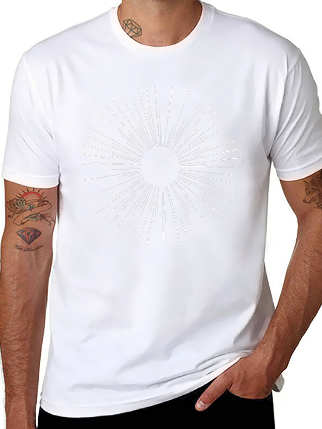 Abstract Sunburst Graphic Tee - Black