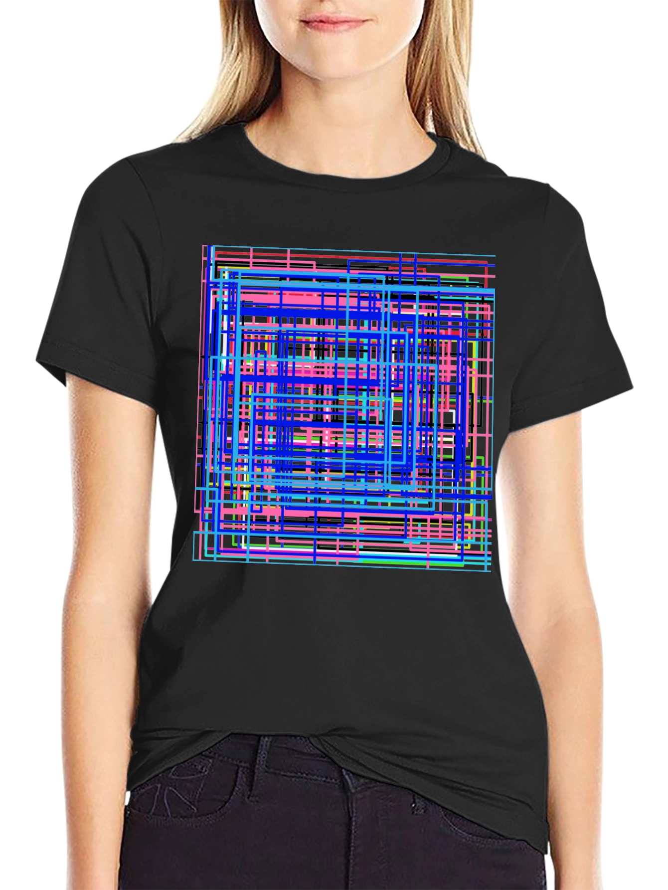 Geometric Line Art Graphic Tee - Modern Style