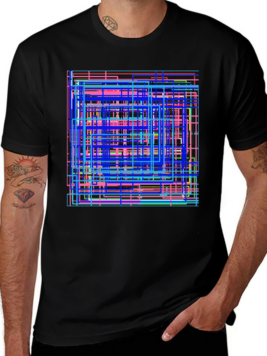 Geometric Line Art Graphic Tee - Modern Style