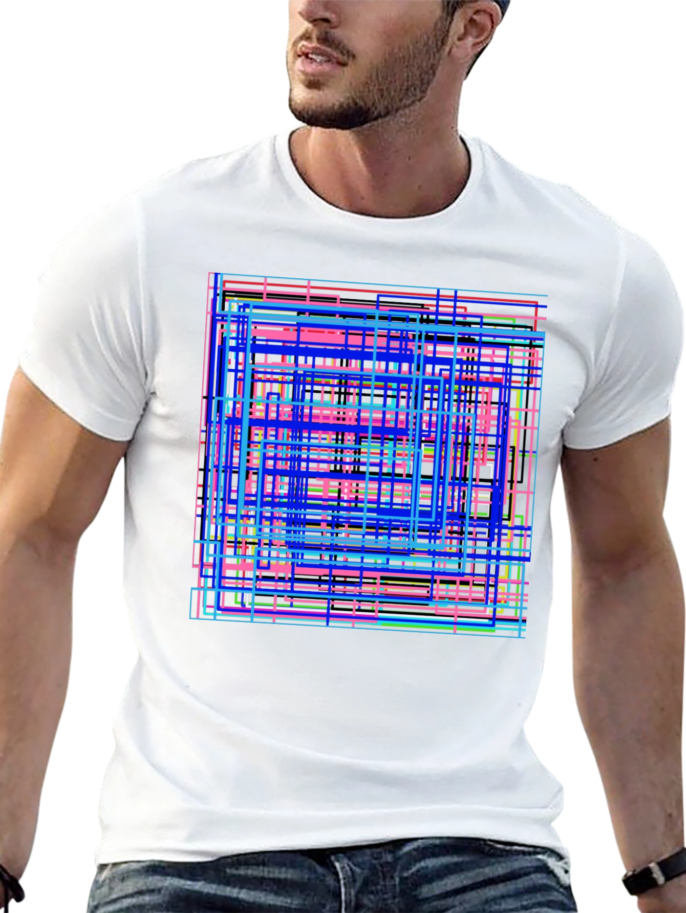 Geometric Line Art Graphic Tee - Modern Style