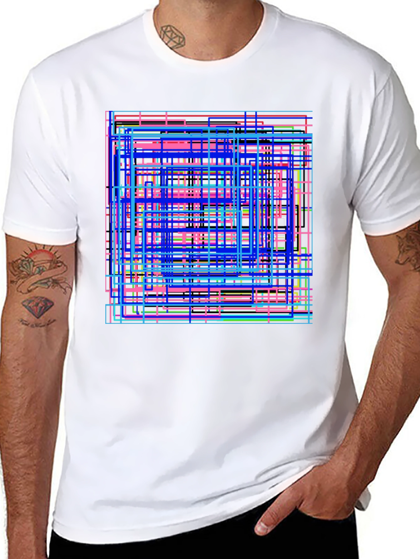 Geometric Line Art Graphic Tee - Modern Style