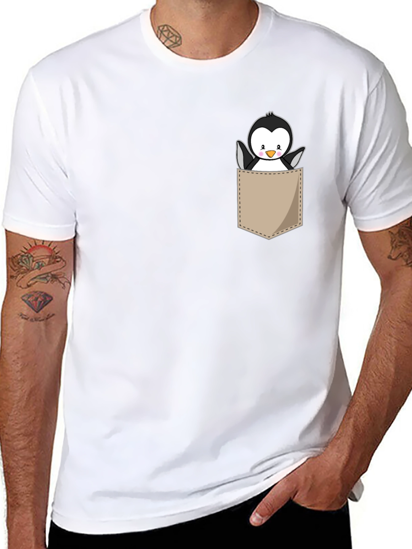 Cute Penguin Pocket Graphic Tee